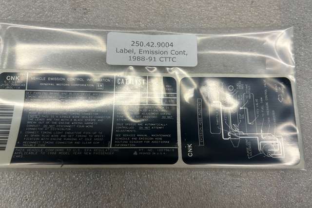 Decal, Emission Control, 1988-91 CTTC