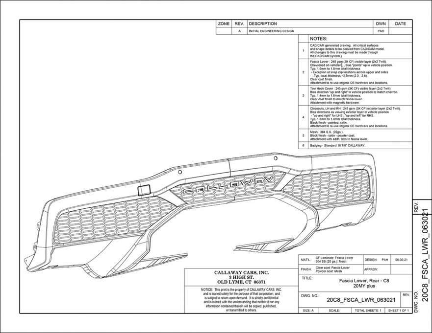 Callaway Corvette C8 - Diffuser Dwg