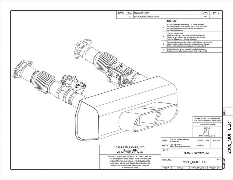 Callaway Corvette C8 - Exhaust Dwg