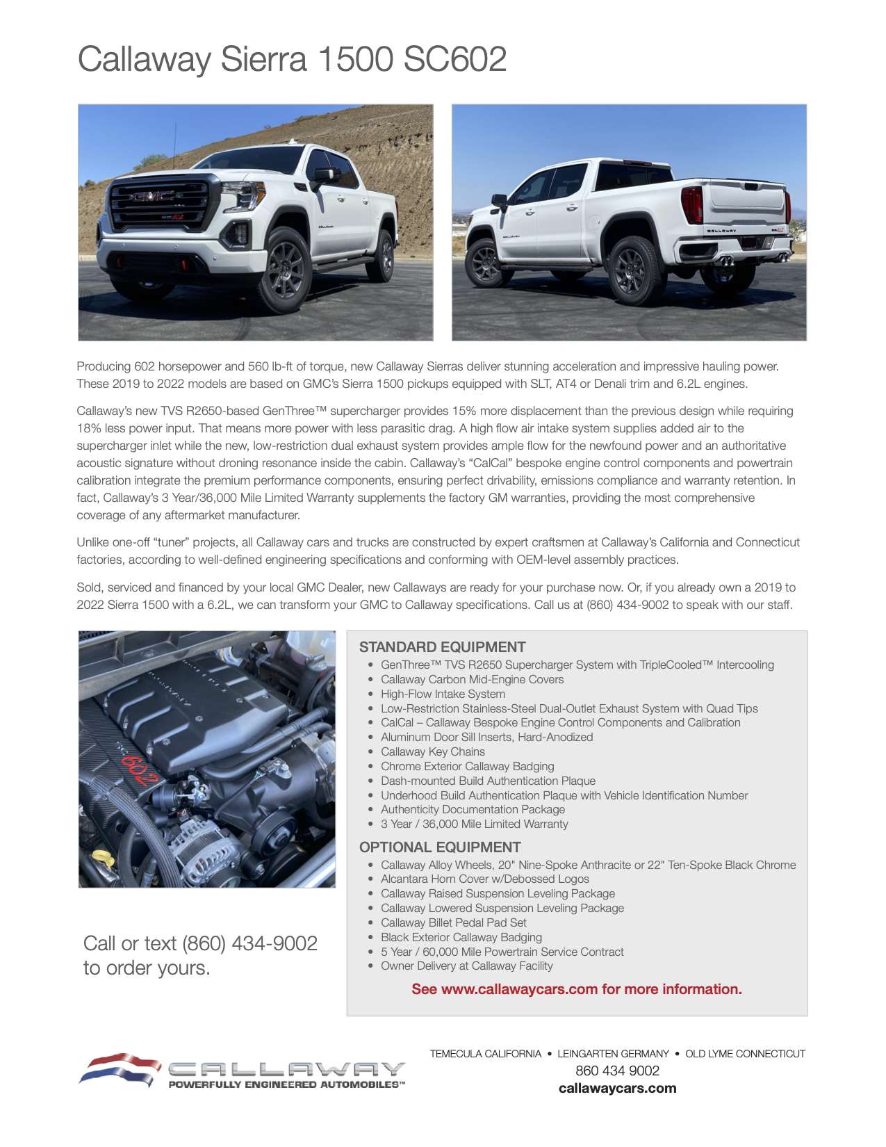 2019-2021 Callaway Sierra Info Sheet