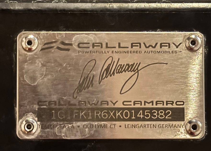 2019 Callaway Camaro SC750 - underhood plaque