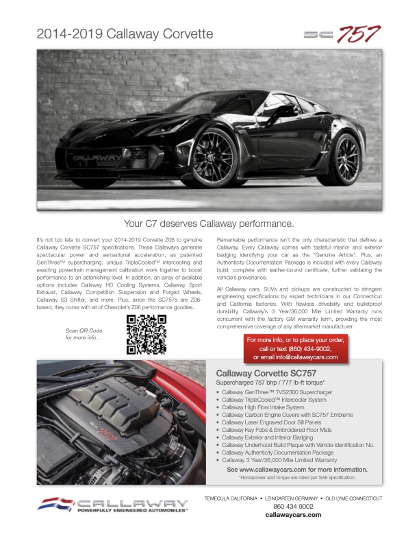 Callaway Corvette SC757 Info Sheet