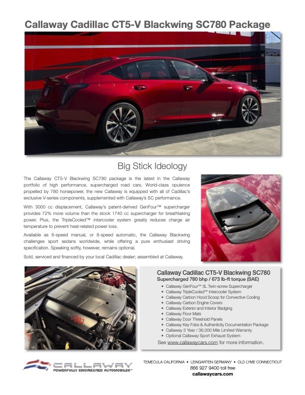 Callaway Blackwing info sheet